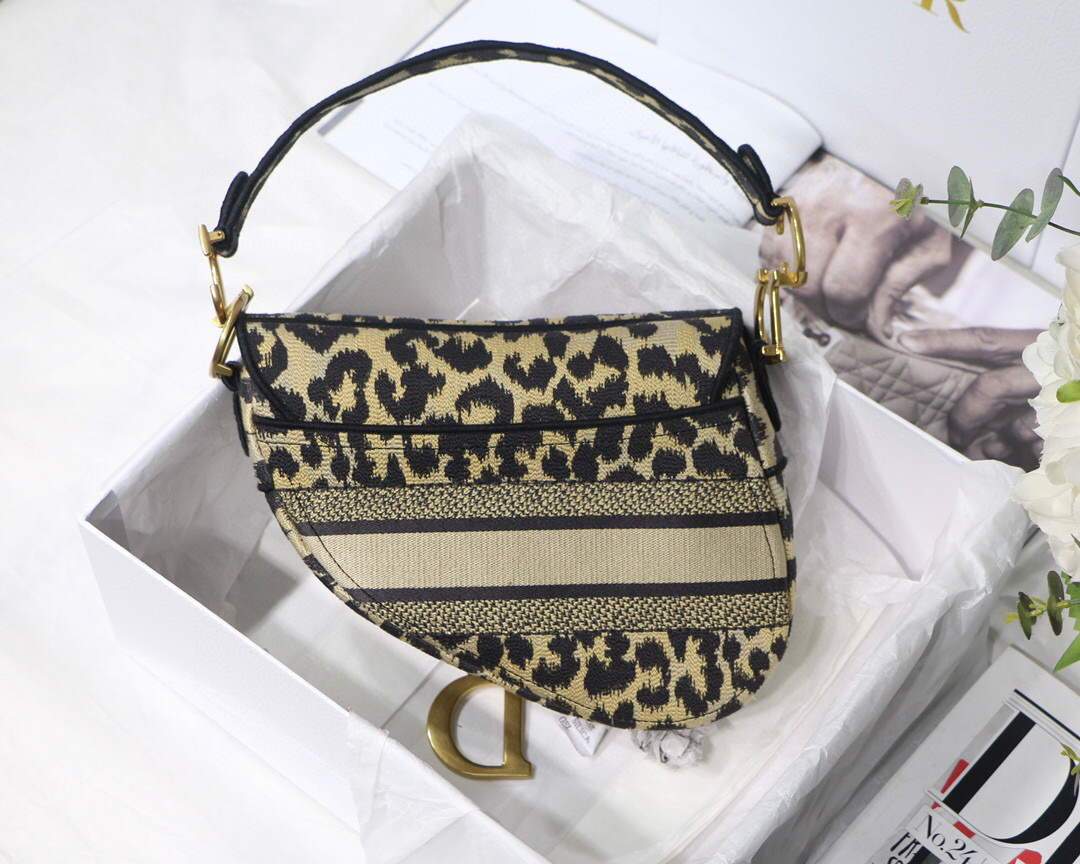 Dior M0446 Dior Saddle Bag Beige Multicolor Mizza Embroidery - luxibagsmall