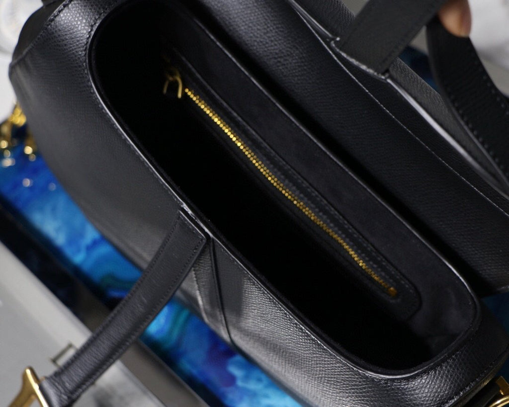 Dior M0446 Dior Saddle Bag M0447 Black Grained Calfskin - luxibagsmall