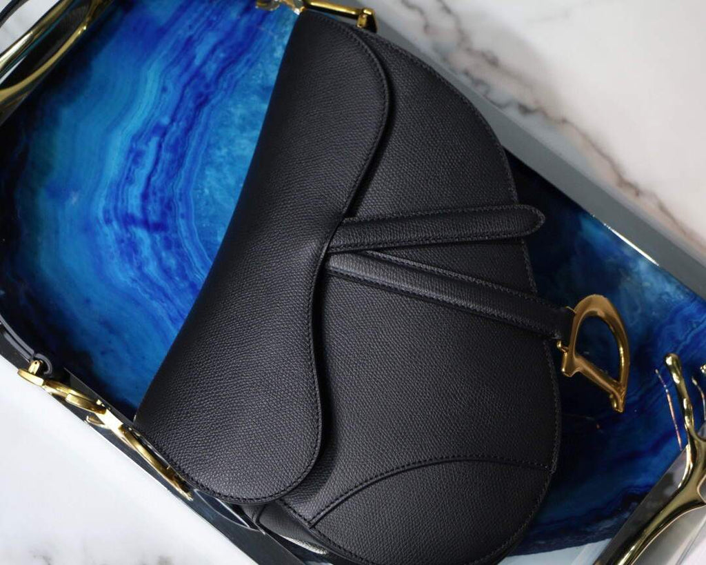 Dior M0446 Dior Saddle Bag M0447 Black Grained Calfskin - luxibagsmall