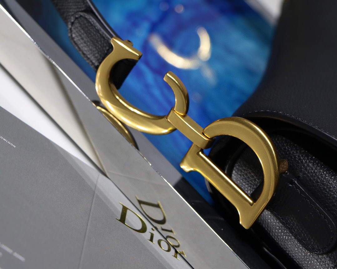 Dior M0446 Dior Saddle Bag M0447 Black Grained Calfskin - luxibagsmall