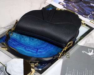Dior M0446 Dior Saddle Bag M0447 Black Grained Calfskin - luxibagsmall