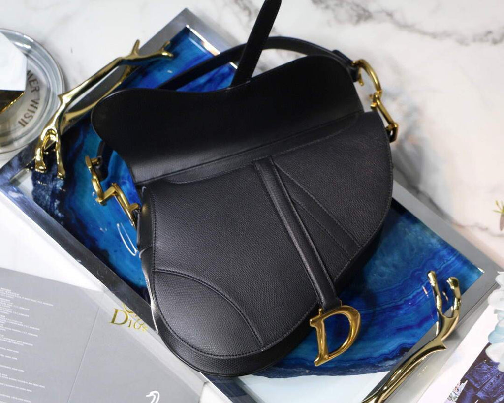 Dior M0446 Dior Saddle Bag M0447 Black Grained Calfskin - luxibagsmall