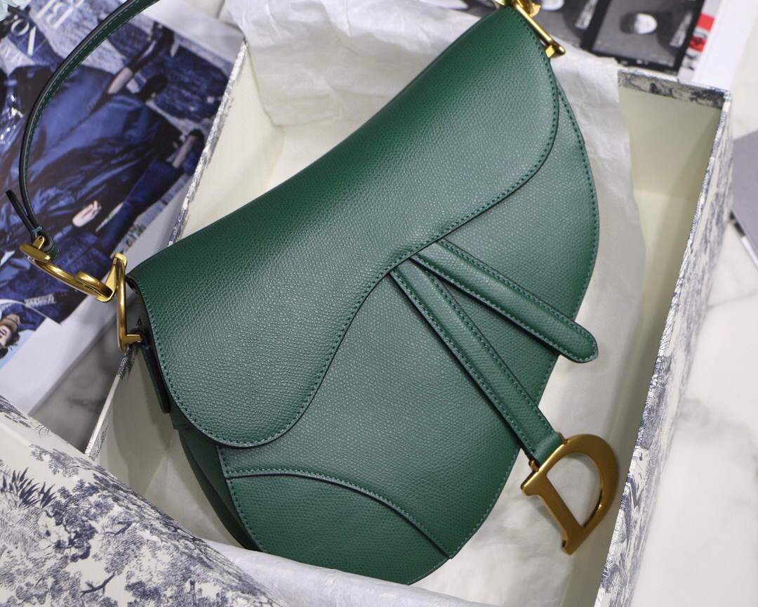 Dior M0446 Dior Saddle Bag M0447 Green Grained Calfskin - luxibagsmall