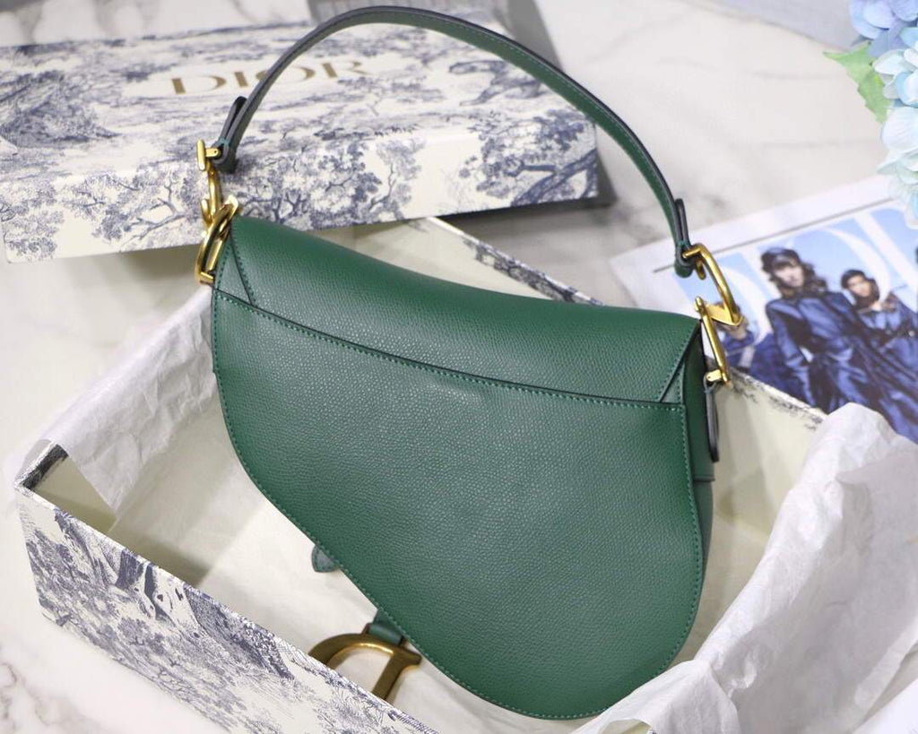Dior M0446 Dior Saddle Bag M0447 Green Grained Calfskin - luxibagsmall