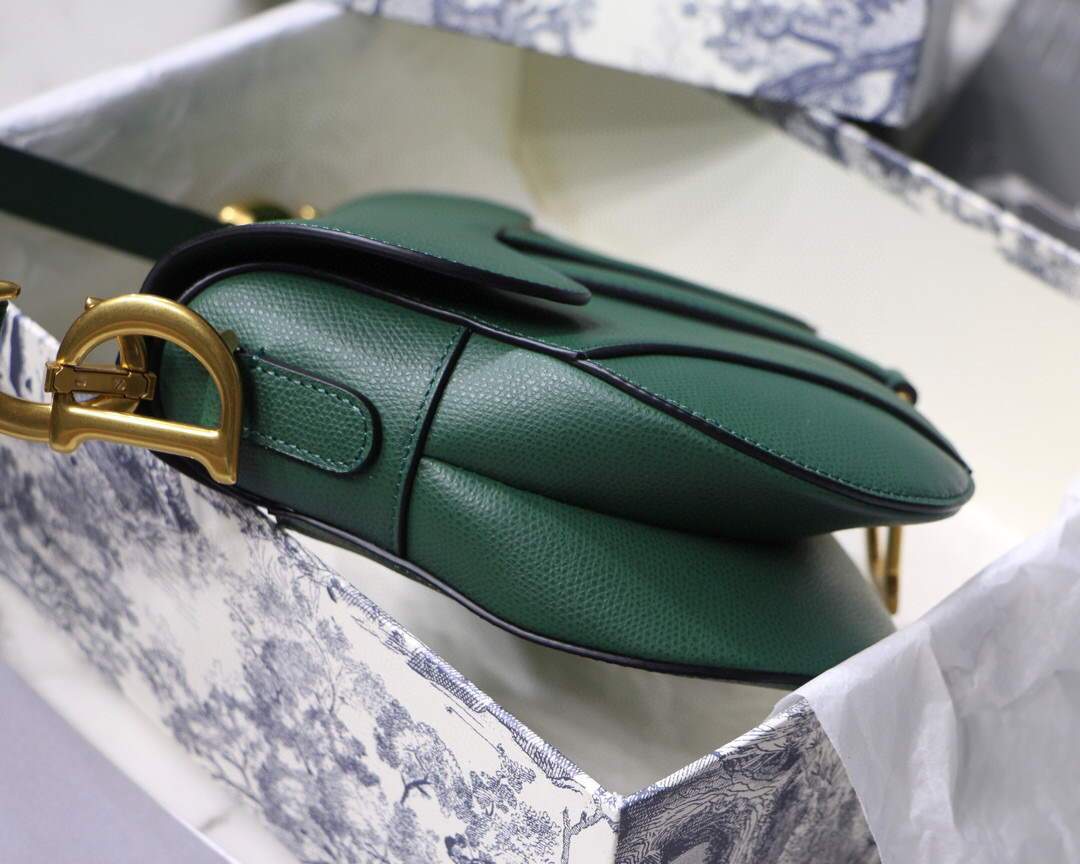 Dior M0446 Dior Saddle Bag M0447 Green Grained Calfskin - luxibagsmall