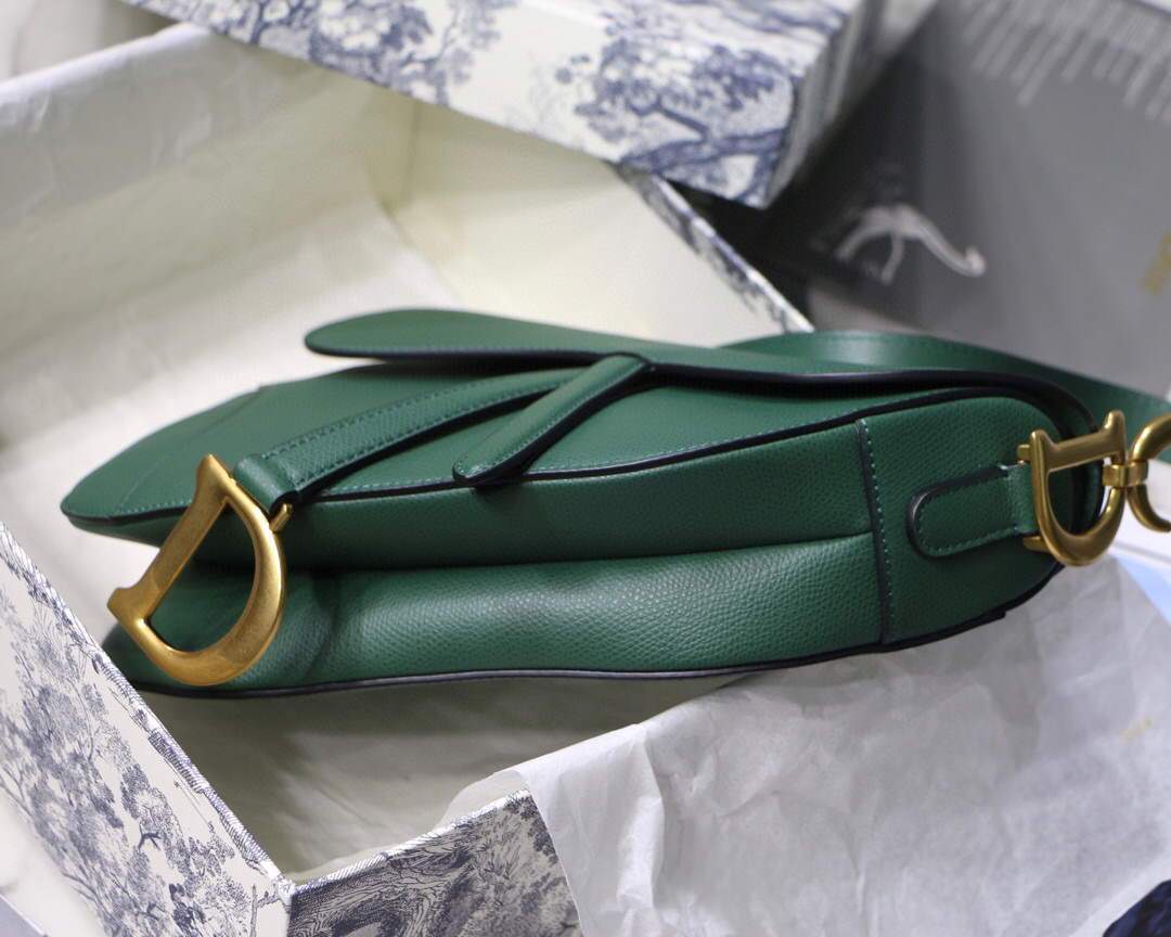 Dior M0446 Dior Saddle Bag M0447 Green Grained Calfskin - luxibagsmall