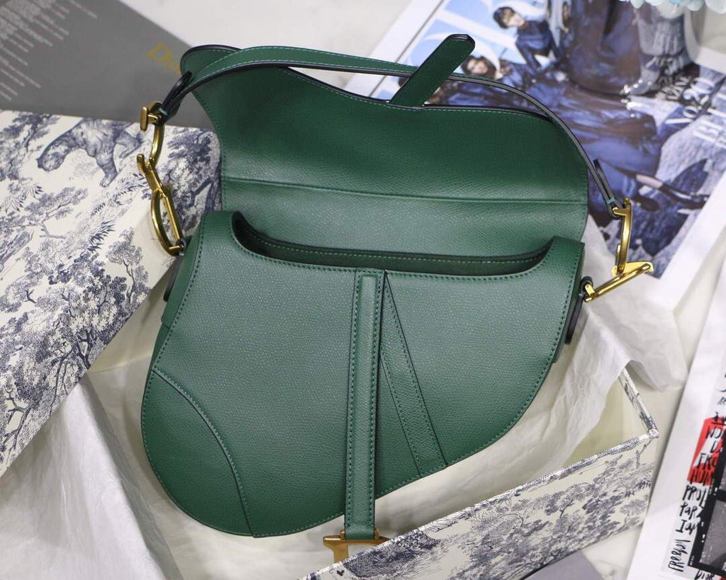 Dior M0446 Dior Saddle Bag M0447 Green Grained Calfskin - luxibagsmall