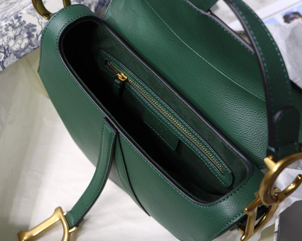 Dior M0446 Dior Saddle Bag M0447 Green Grained Calfskin - luxibagsmall