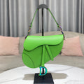 Dior M0446 Dior Saddle Bag Green Grained Calfskin Blue logo - Default Title - View 1