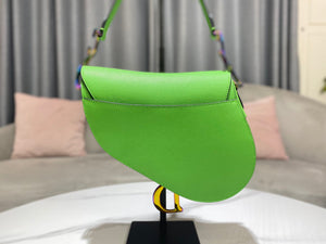 Dior M0446 Dior Saddle Bag Green Grained Calfskin Blue logo - Default Title - View 2