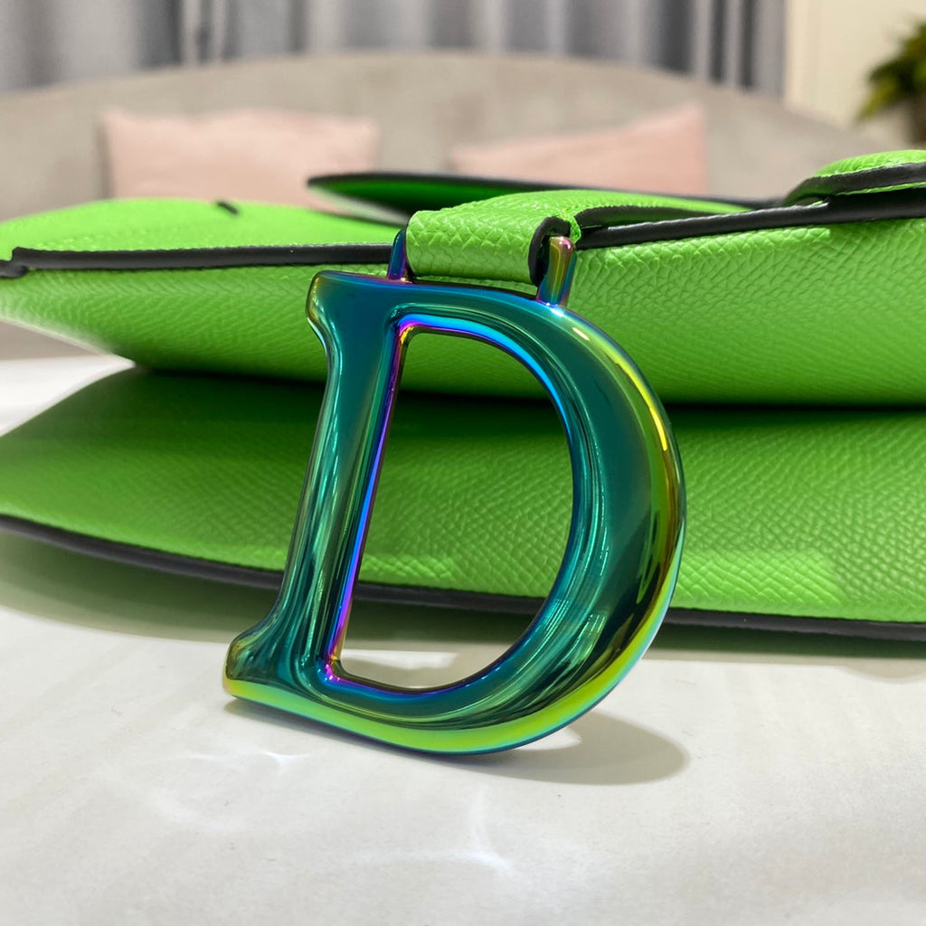 Dior M0446 Dior Saddle Bag Green Grained Calfskin Blue logo