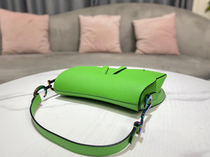 Dior M0446 Dior Saddle Bag Green Grained Calfskin Blue logo - Default Title - View 9