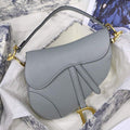 Dior M0446 Dior Saddle Bag M0447 Grey Grained Calfskin - luxibagsmall