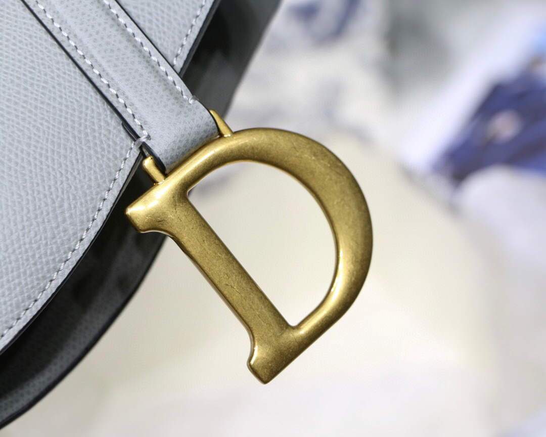 Dior M0446 Dior Saddle Bag M0447 Grey Grained Calfskin - luxibagsmall