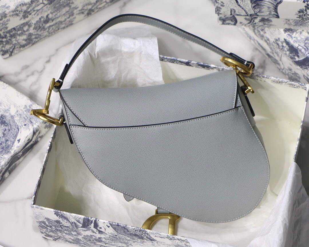 Dior M0446 Dior Saddle Bag M0447 Grey Grained Calfskin - luxibagsmall