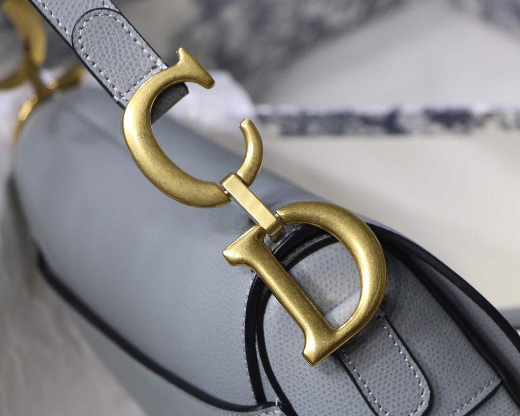 Dior M0446 Dior Saddle Bag M0447 Grey Grained Calfskin - luxibagsmall