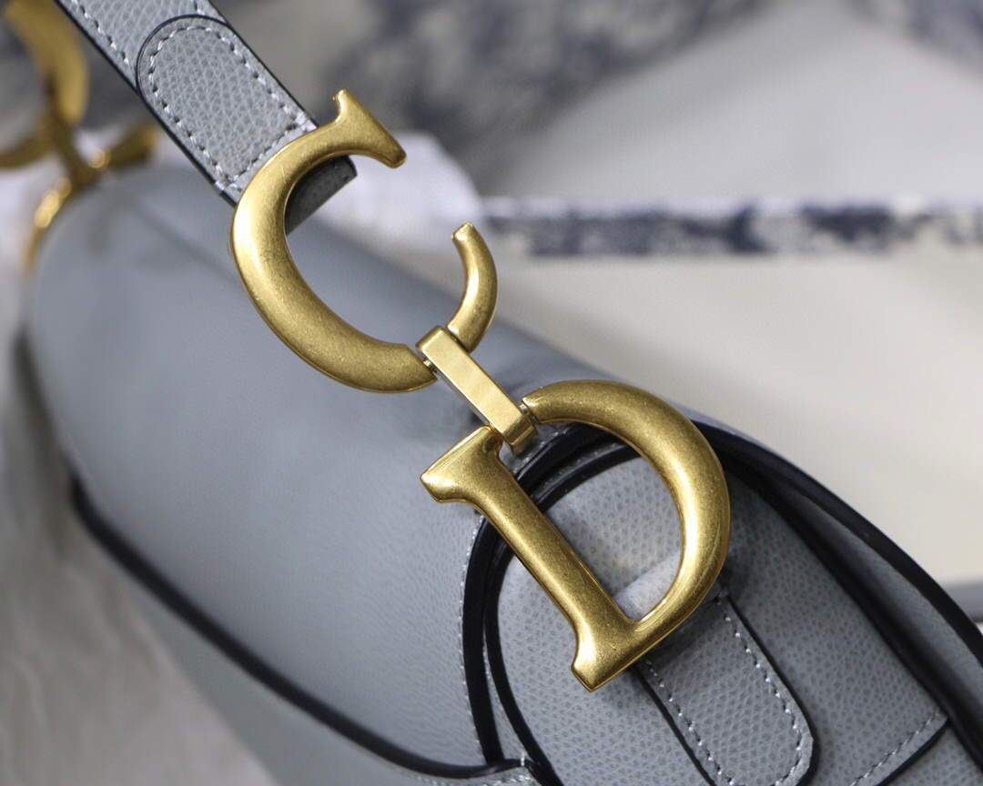 Dior M0446 Dior Saddle Bag M0447 Grey Grained Calfskin - luxibagsmall