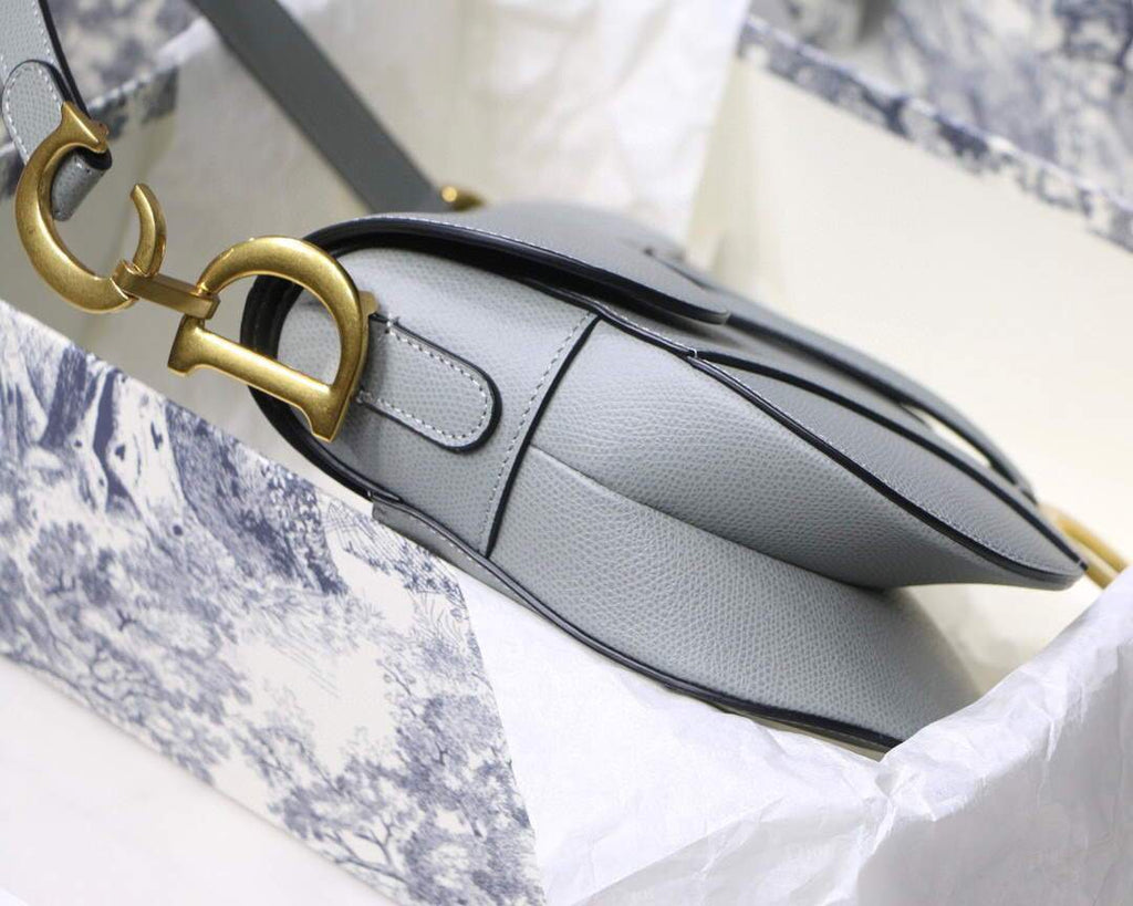 Dior M0446 Dior Saddle Bag M0447 Grey Grained Calfskin - luxibagsmall
