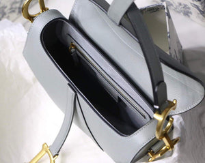 Dior M0446 Dior Saddle Bag M0447 Grey Grained Calfskin - luxibagsmall