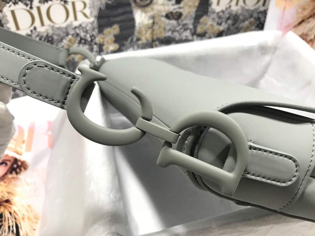 Dior M0446 Dior Saddle Bag M0447 Grey Grained Calfskin with Gray Hardware - luxibagsmall