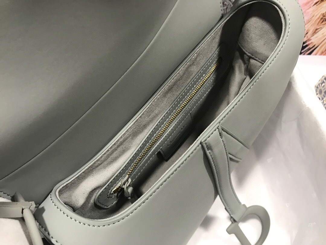 Dior M0446 Dior Saddle Bag M0447 Grey Grained Calfskin with Gray Hardware - luxibagsmall
