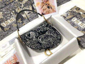 Dior M0446 Dior Saddle Bag Grey Toile de Jouy Reverse Jacquard - shop2bag