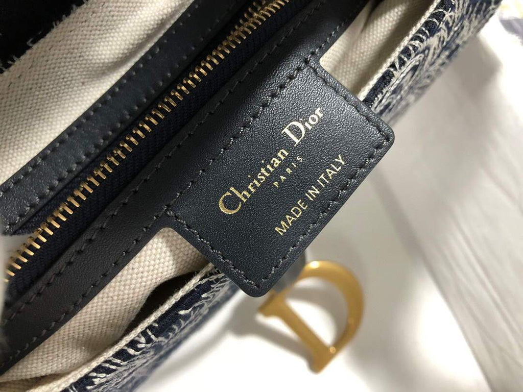 Dior M0446 Dior Saddle Bag Grey Toile de Jouy Reverse Jacquard - shop2bag