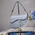 Dior M0446 Dior Saddle Bag M0447 Light Blue Grained Calfskin - luxibagsmall