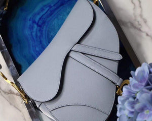 Dior M0446 Dior Saddle Bag M0447 Light Blue Grained Calfskin - luxibagsmall