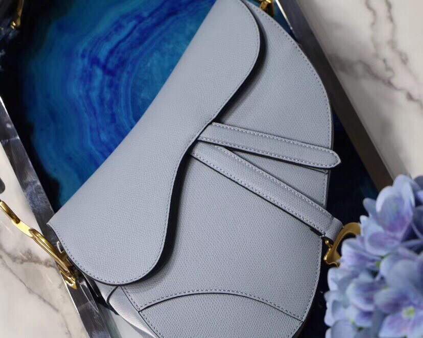 Dior M0446 Dior Saddle Bag M0447 Light Blue Grained Calfskin - luxibagsmall