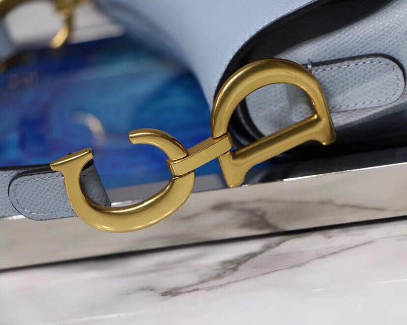 Dior M0446 Dior Saddle Bag M0447 Light Blue Grained Calfskin - luxibagsmall
