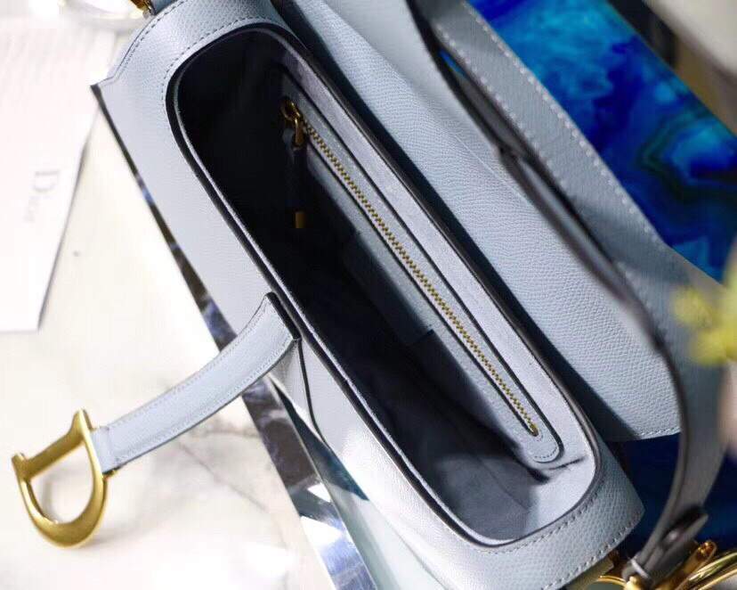 Dior M0446 Dior Saddle Bag M0447 Light Blue Grained Calfskin - luxibagsmall