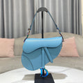 Dior M0446 Dior Saddle Bag Light Blue Grained Calfskin Blue logo - Default Title - View 1