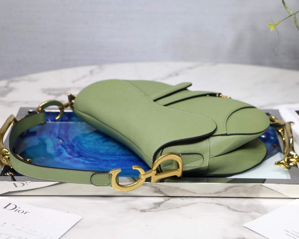 Dior M0446 Dior Saddle Bag M0447 Light Green Grained Calfskin
