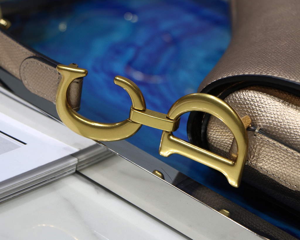 Dior M0446 Dior Saddle Bag M0447 Silvry Grey Grained Calfskin