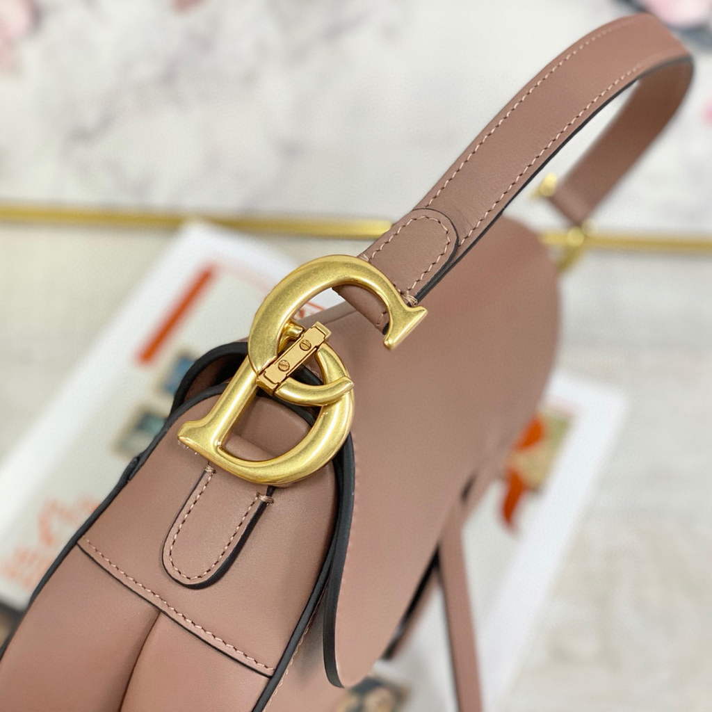 Dior M0446 Dior Saddle Bag M0447 Light Pink Goatskin Gold Hardware