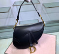 Dior M0446 Dior Saddle Bag M0447 Black Goatskin Gold Hardware