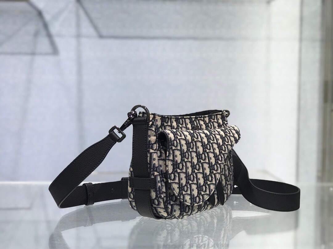 Dior M0446 Dior Saddle Bag Oblique Tote Shoulder Bag Grey Blue - Voguebags
