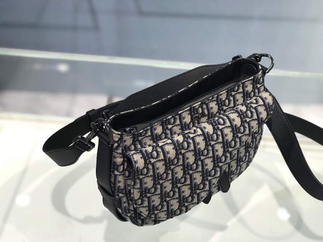 Dior M0446 Dior Saddle Bag Oblique Tote Shoulder Bag Grey Blue - Voguebags