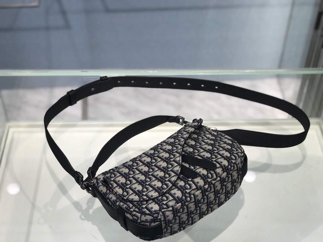 Dior M0446 Dior Saddle Bag Oblique Tote Shoulder Bag Grey Blue - Voguebags