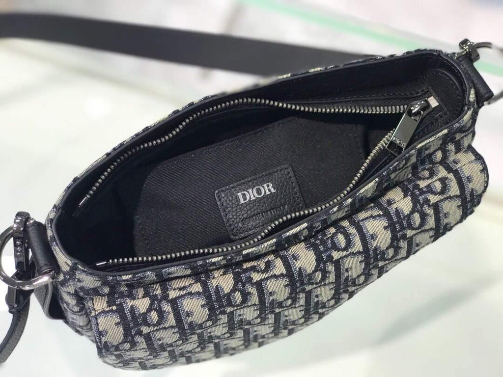 Dior M0446 Dior Saddle Bag Oblique Tote Shoulder Bag Grey Blue - Voguebags