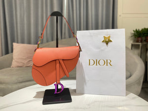 Dior M0446 Dior Saddle Bag Orange Grained Calfskin Purple logo - Default Title - View 1
