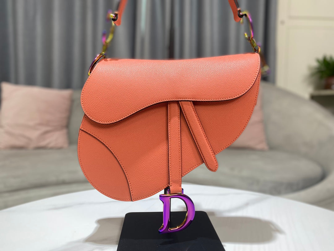 Dior M0446 Dior Saddle Bag Orange Grained Calfskin Purple logo - Default Title - View 2