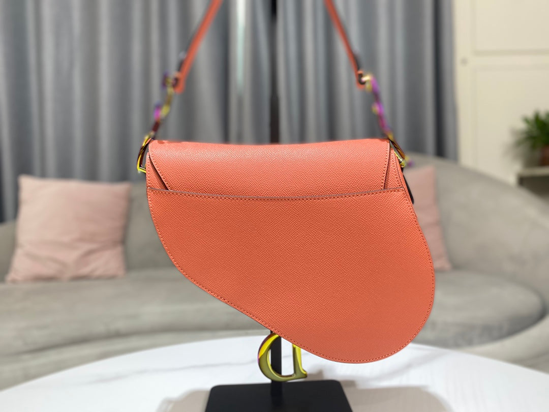 Dior M0446 Dior Saddle Bag Orange Grained Calfskin Purple logo - Default Title - View 3