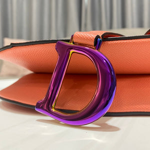 Dior M0446 Dior Saddle Bag Orange Grained Calfskin Purple logo - Default Title - View 6