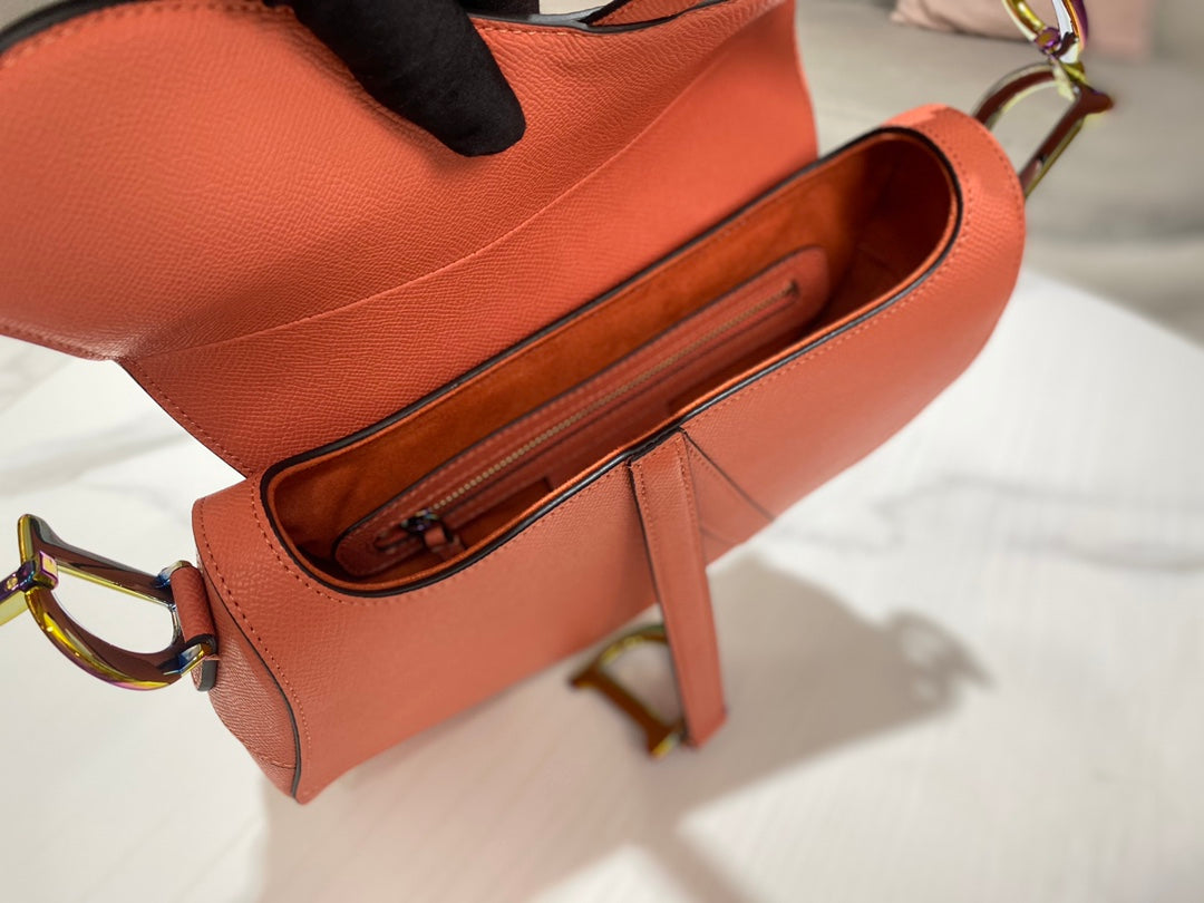Dior M0446 Dior Saddle Bag Orange Grained Calfskin Purple logo - Default Title - View 8
