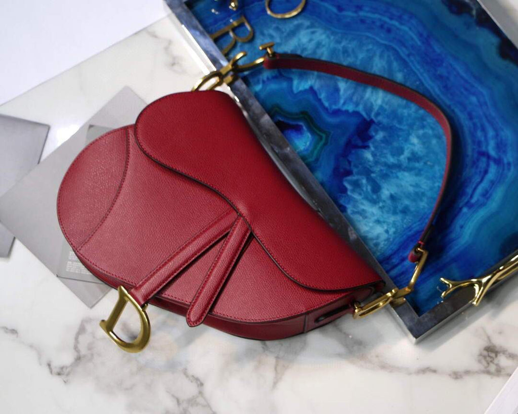 Dior M0446 Dior Saddle Bag M0447 Red Grained Calfskin - luxibagsmall