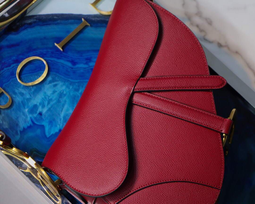 Dior M0446 Dior Saddle Bag M0447 Red Grained Calfskin - luxibagsmall