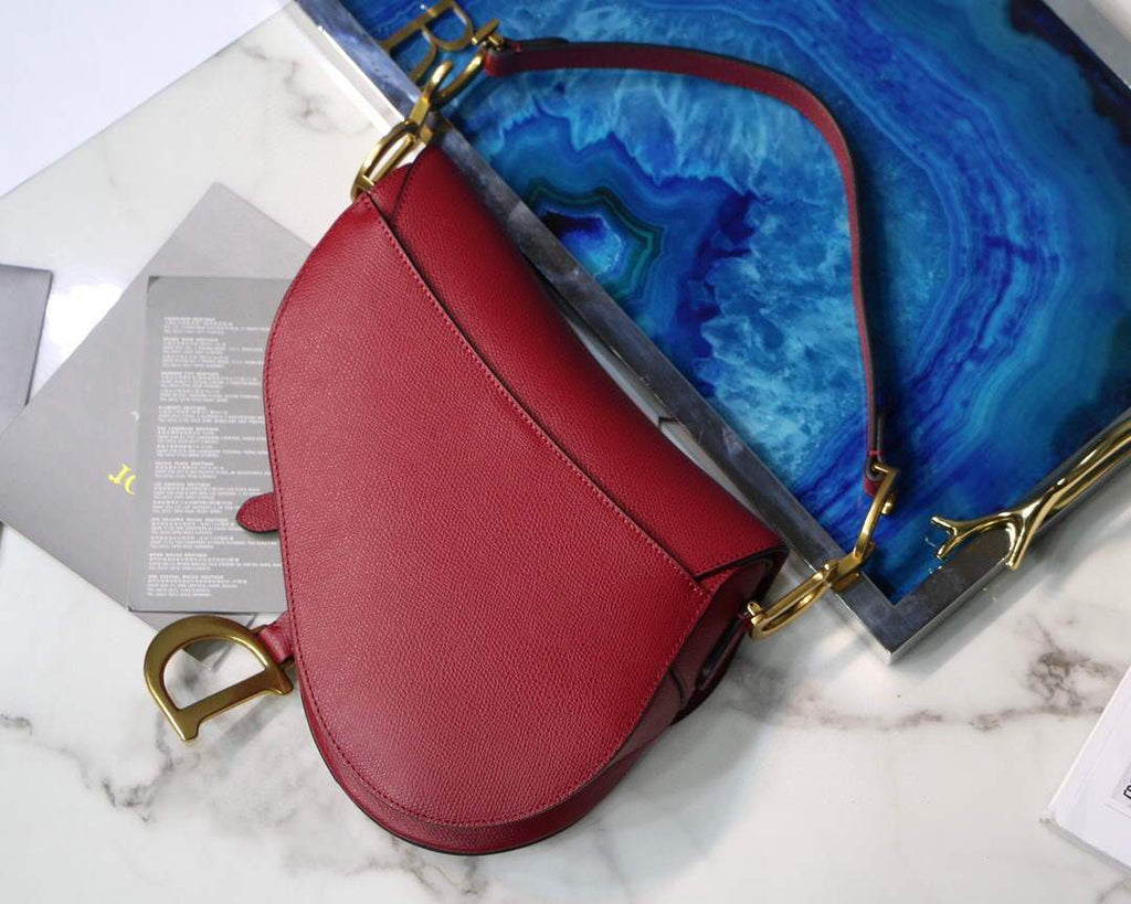 Dior M0446 Dior Saddle Bag M0447 Red Grained Calfskin - luxibagsmall