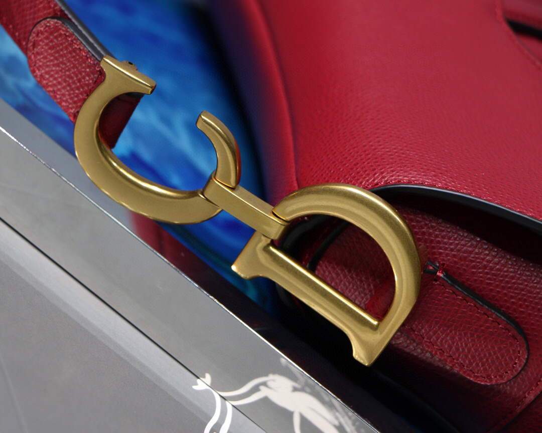 Dior M0446 Dior Saddle Bag M0447 Red Grained Calfskin - luxibagsmall